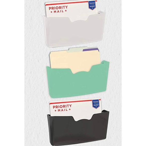 3-Pack Simple Houseware Single Pocket Wall Mount File Holder, Assorted Colors* - Picture 4 of 6